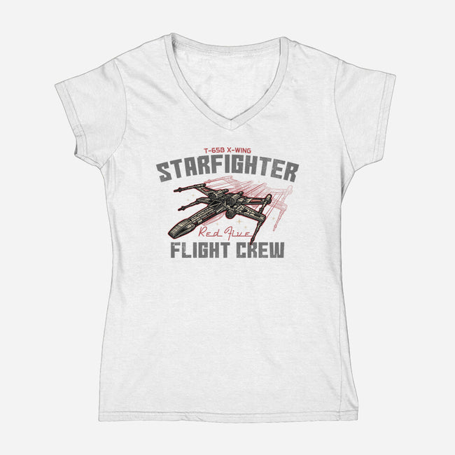 Red Five Flight Crew-Womens-V-Neck-Tee-glitchygorilla