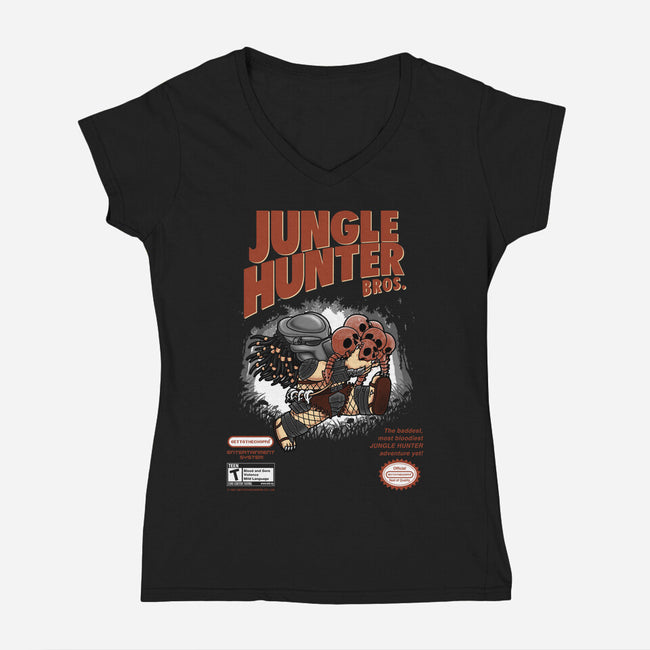 Super Jungle Hunter-Womens-V-Neck-Tee-pigboom