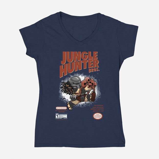 Super Jungle Hunter-Womens-V-Neck-Tee-pigboom