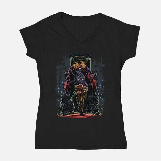 Painting Of The Bounty Hunter-Womens-V-Neck-Tee-zascanauta