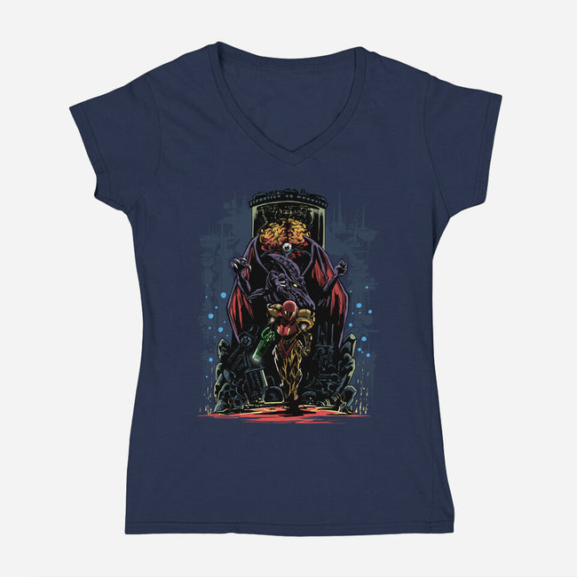 Painting Of The Bounty Hunter-Womens-V-Neck-Tee-zascanauta
