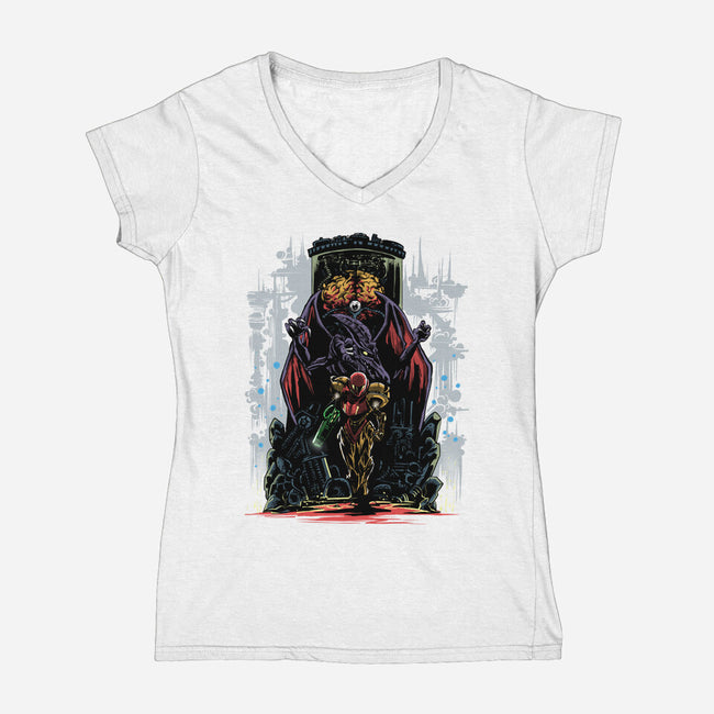 Painting Of The Bounty Hunter-Womens-V-Neck-Tee-zascanauta
