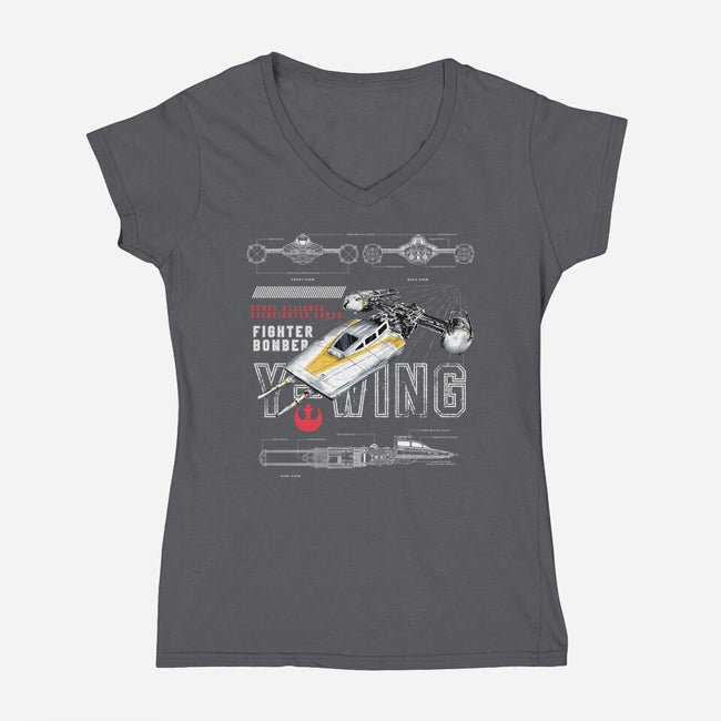 Fighter Bomber-Womens-V-Neck-Tee-alfbocreative