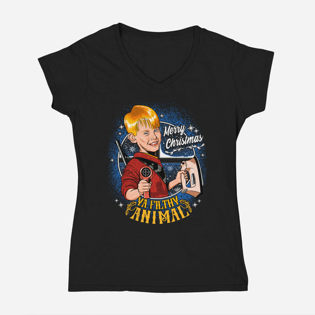Filthy Animal-Womens-V-Neck-Tee-Tronyx79