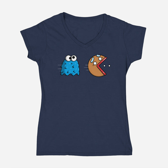 Cookie Man-Womens-V-Neck-Tee-Raffiti