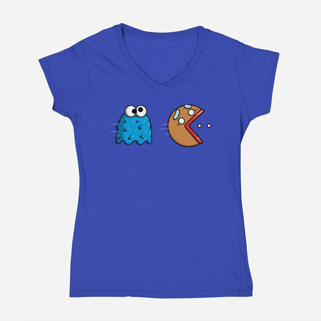 Cookie Man-Womens-V-Neck-Tee-Raffiti