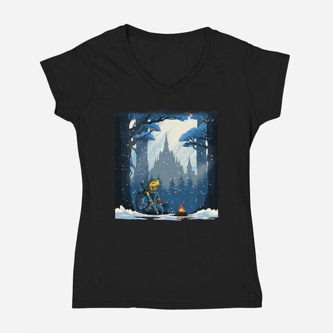 Snowy Quest-Womens-V-Neck-Tee-rmatix
