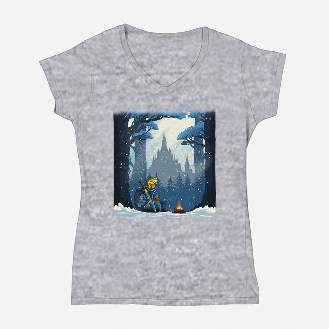 Snowy Quest-Womens-V-Neck-Tee-rmatix