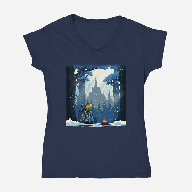 Snowy Quest-Womens-V-Neck-Tee-rmatix