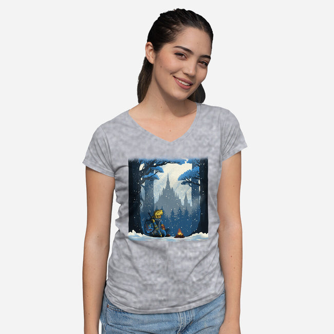 Snowy Quest-Womens-V-Neck-Tee-rmatix