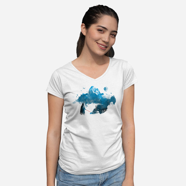 Dark Side Of The Winter-Womens-V-Neck-Tee-kharmazero