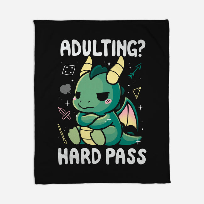 Adulting Hard Pass-None-Fleece-Blanket-Vallina84