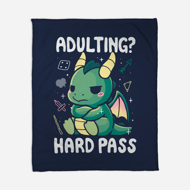 Adulting Hard Pass-None-Fleece-Blanket-Vallina84