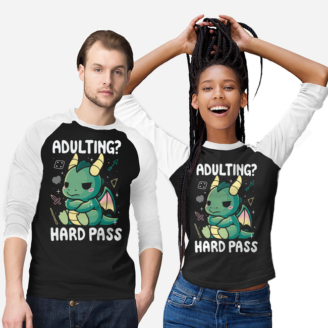 Adulting Hard Pass-Unisex-Baseball-Tee-Vallina84