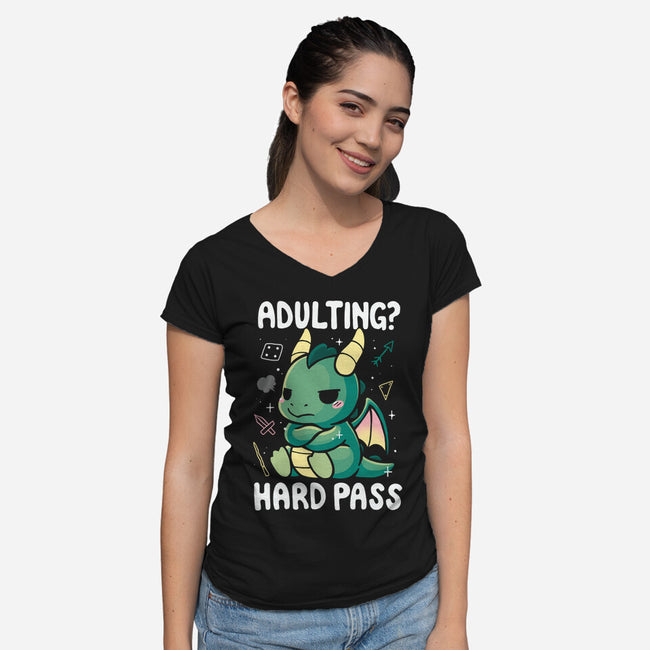 Adulting Hard Pass-Womens-V-Neck-Tee-Vallina84