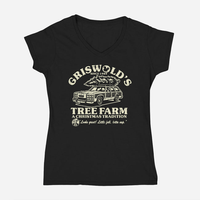 Griswold's Tree Farm-Womens-V-Neck-Tee-SuperEdu