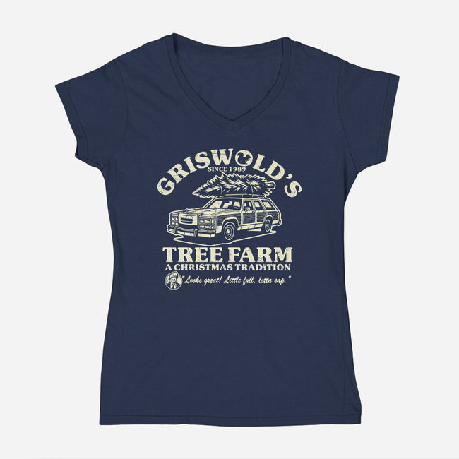 Griswold's Tree Farm-Womens-V-Neck-Tee-SuperEdu