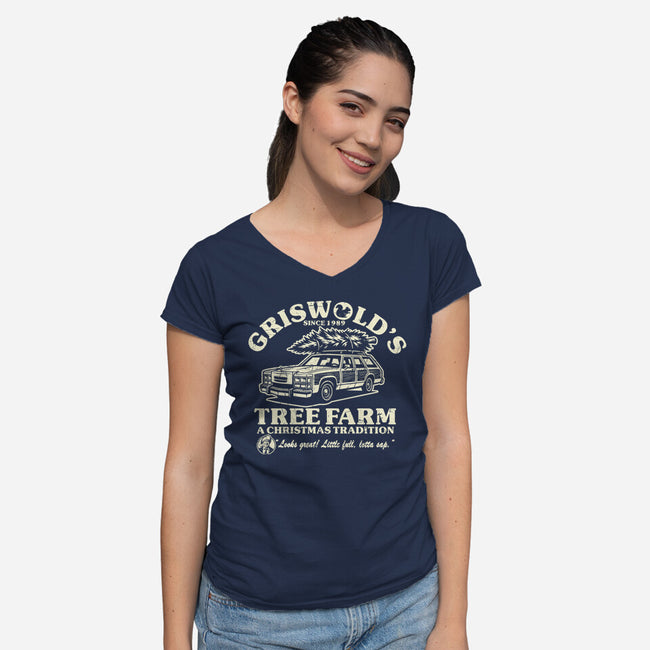 Griswold's Tree Farm-Womens-V-Neck-Tee-SuperEdu