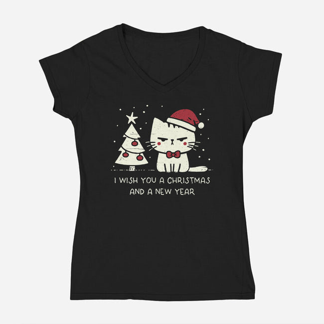 I Wish You A Christmas-Womens-V-Neck-Tee-BridgeWalker