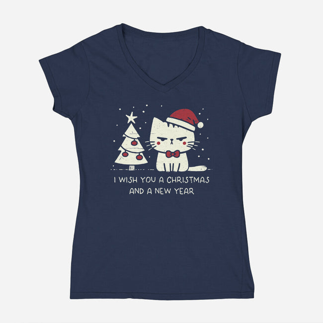 I Wish You A Christmas-Womens-V-Neck-Tee-BridgeWalker