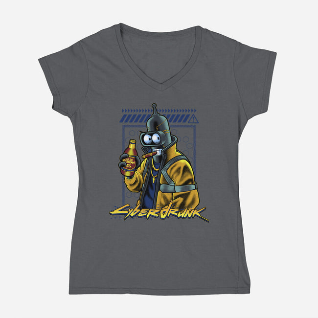 Cyberdrunk Bender-Womens-V-Neck-Tee-Astrobot Invention