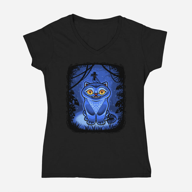 Derpy Blue Beast-Womens-V-Neck-Tee-Astrobot Invention