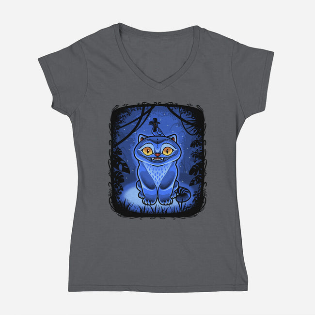 Derpy Blue Beast-Womens-V-Neck-Tee-Astrobot Invention