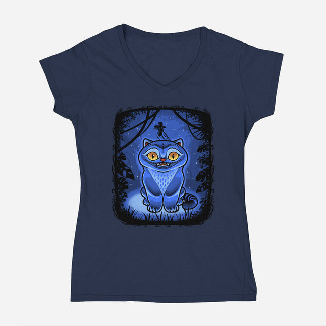Derpy Blue Beast-Womens-V-Neck-Tee-Astrobot Invention