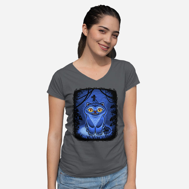 Derpy Blue Beast-Womens-V-Neck-Tee-Astrobot Invention