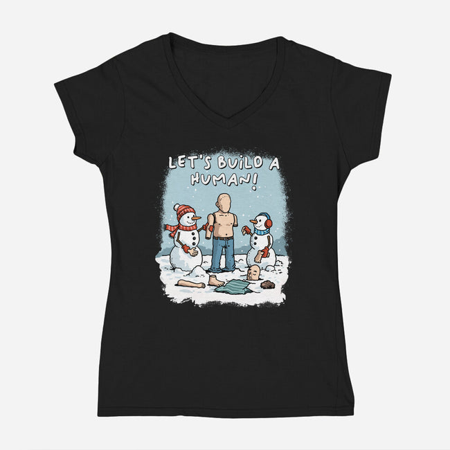 Let's Build A Human-Womens-V-Neck-Tee-GoshWow