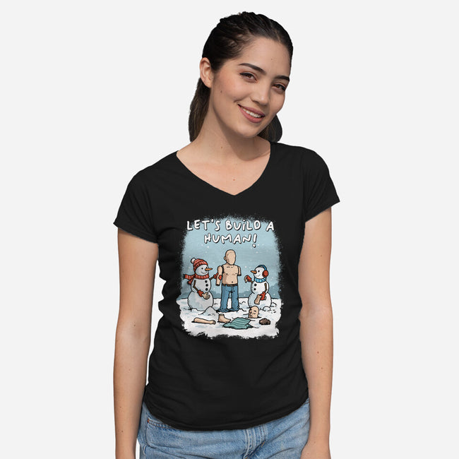 Let's Build A Human-Womens-V-Neck-Tee-GoshWow