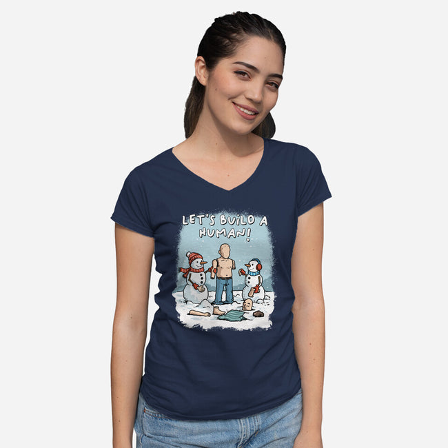 Let's Build A Human-Womens-V-Neck-Tee-GoshWow
