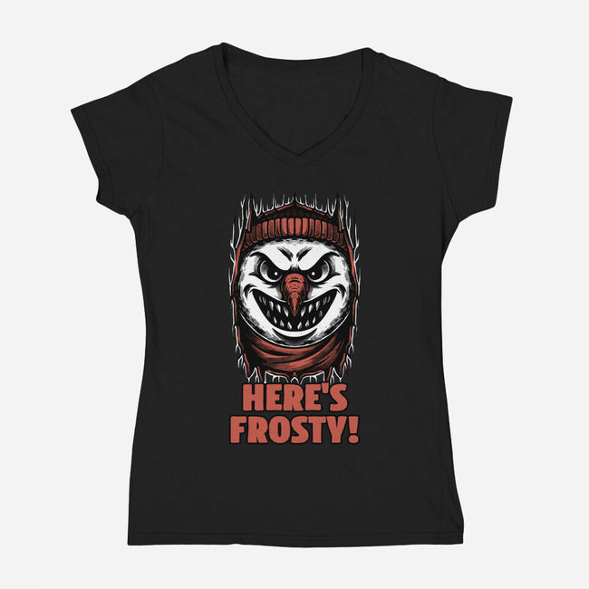 Snowman Horror Door Movie-Womens-V-Neck-Tee-Studio Mootant