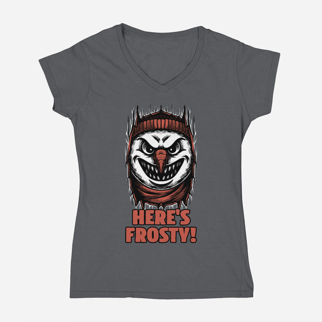 Snowman Horror Door Movie-Womens-V-Neck-Tee-Studio Mootant