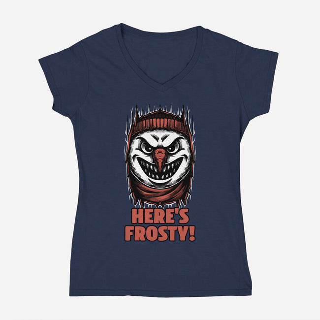 Snowman Horror Door Movie-Womens-V-Neck-Tee-Studio Mootant