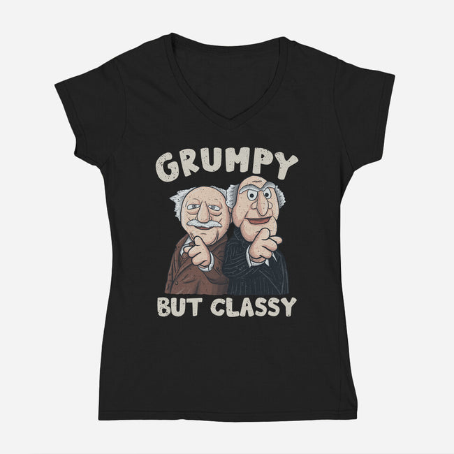 Grumpy But Classy-Womens-V-Neck-Tee-NMdesign