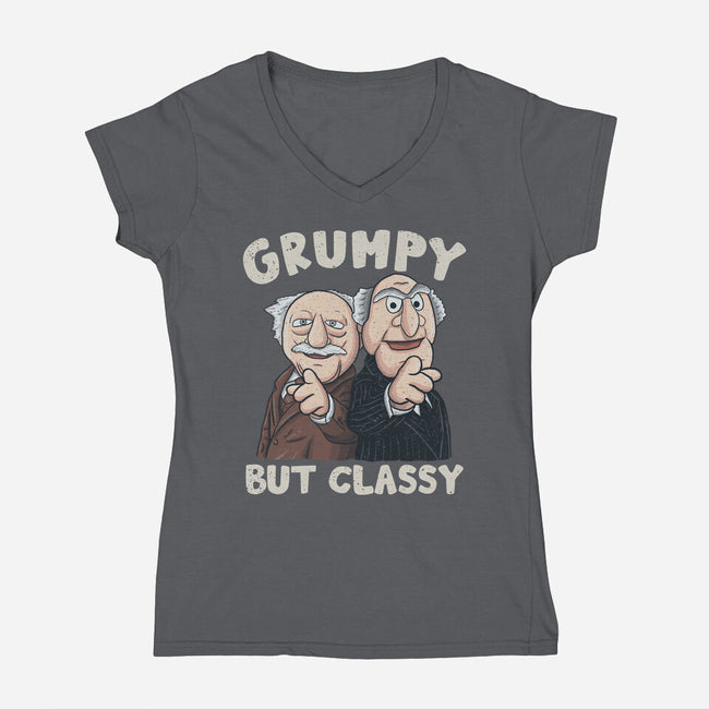 Grumpy But Classy-Womens-V-Neck-Tee-NMdesign