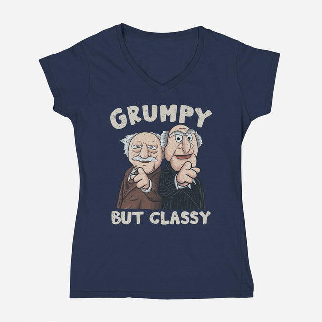 Grumpy But Classy-Womens-V-Neck-Tee-NMdesign