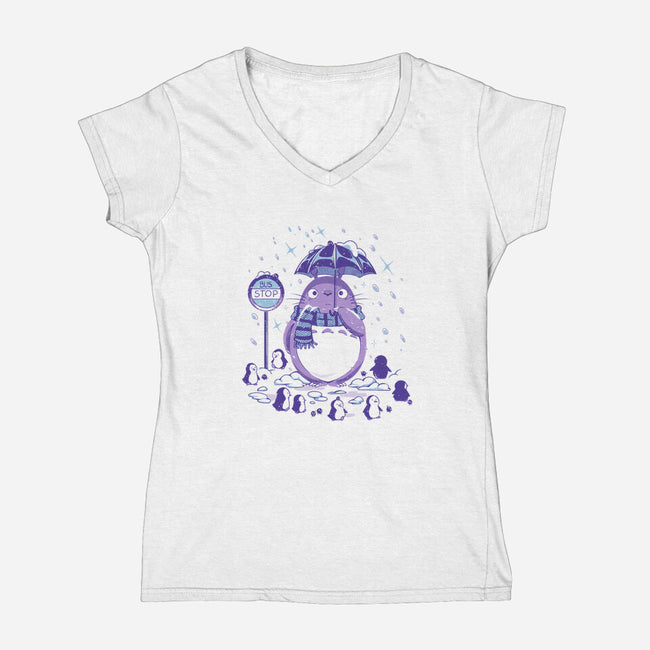 My Neighbor Winter-Womens-V-Neck-Tee-PopCultureWizard