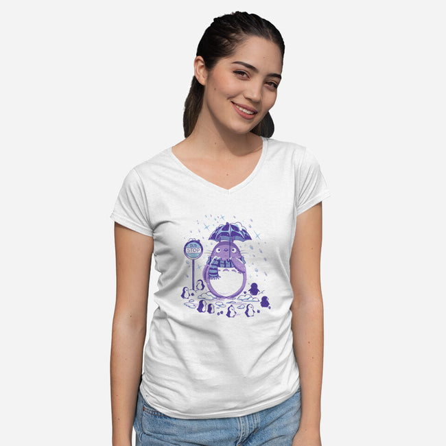 My Neighbor Winter-Womens-V-Neck-Tee-PopCultureWizard