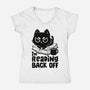 I'm Reading Back Off Cat-Womens-V-Neck-Tee-koalastudio