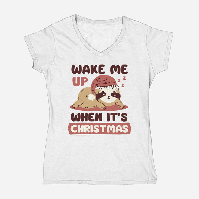 Wake Me Up When It's Christmas-Womens-V-Neck-Tee-brunopires