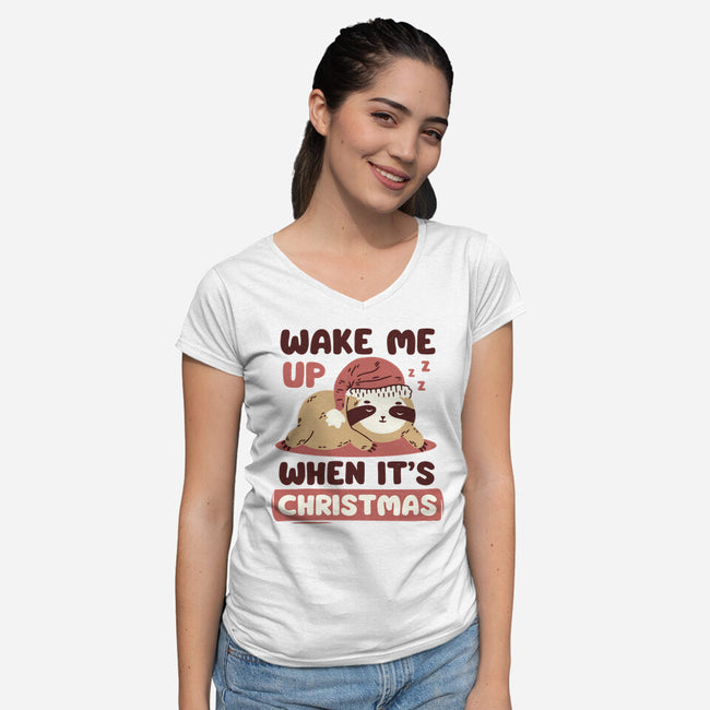 Wake Me Up When It's Christmas-Womens-V-Neck-Tee-brunopires