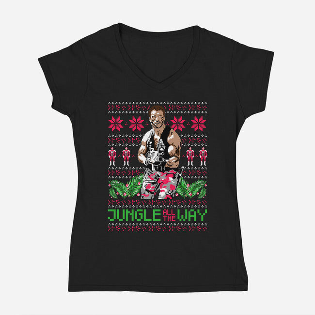 Jungle All The Way-Womens-V-Neck-Tee-rocketman_art