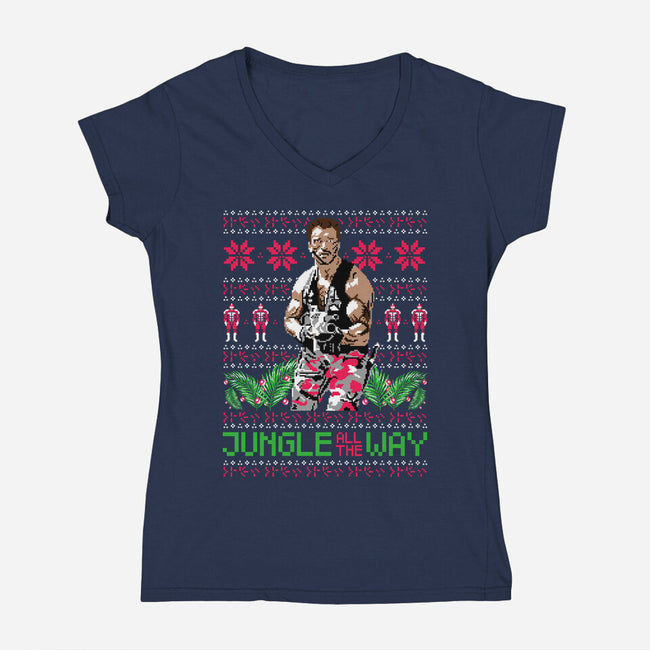 Jungle All The Way-Womens-V-Neck-Tee-rocketman_art