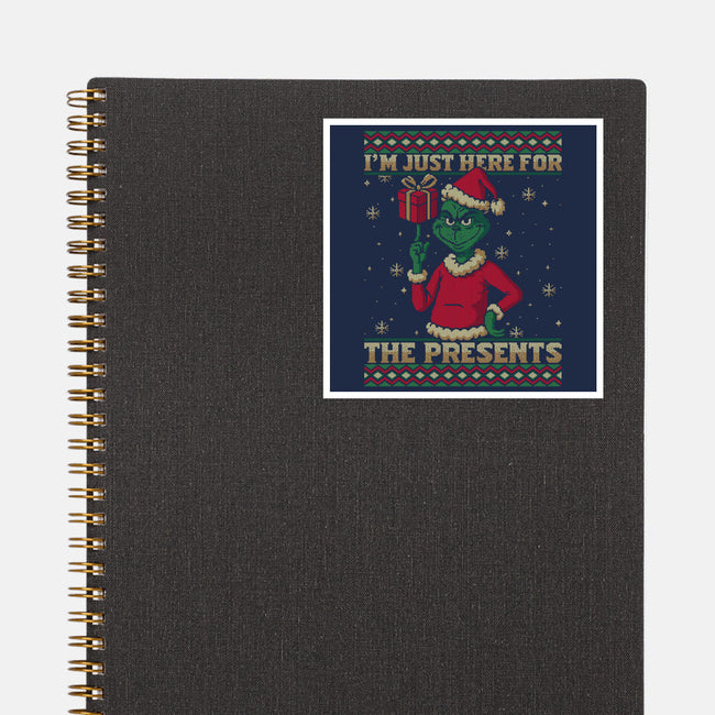 Just Here For The Presents-None-Glossy-Sticker-Popnotic