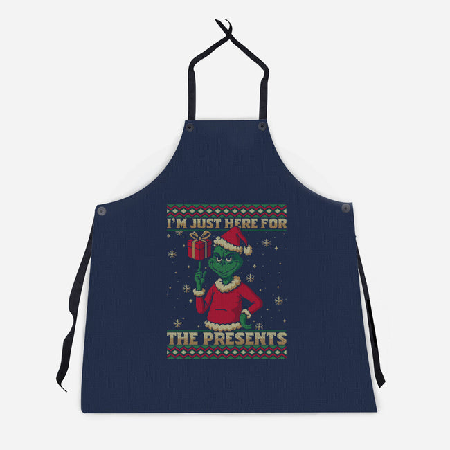 Just Here For The Presents-Unisex-Kitchen-Apron-Popnotic