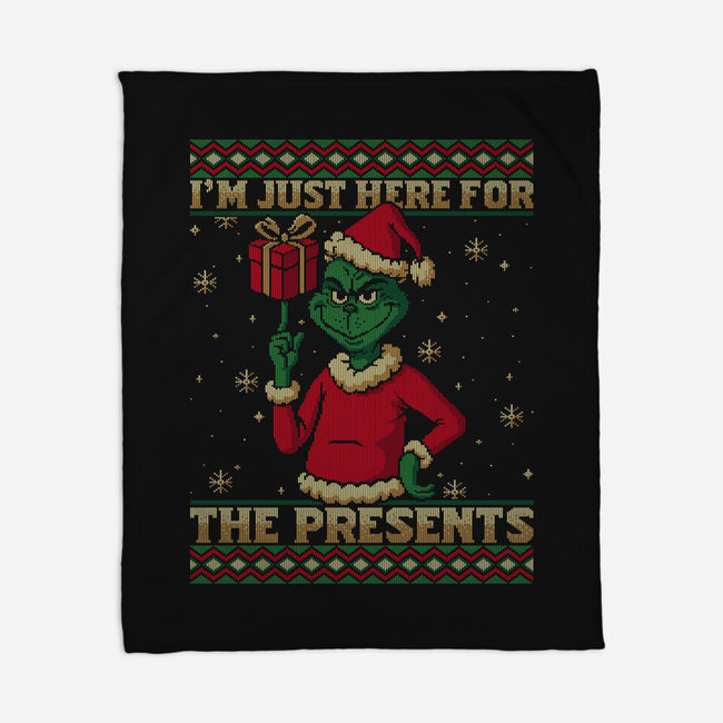Just Here For The Presents-None-Fleece-Blanket-Popnotic