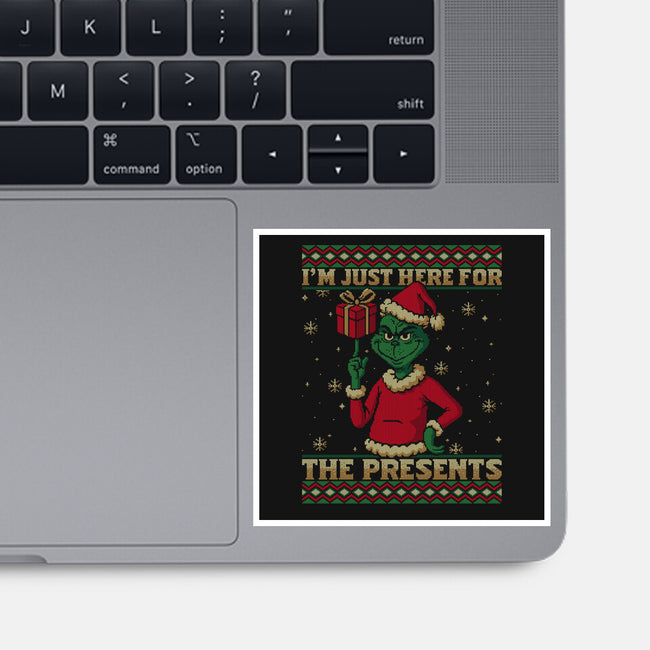 Just Here For The Presents-None-Glossy-Sticker-Popnotic