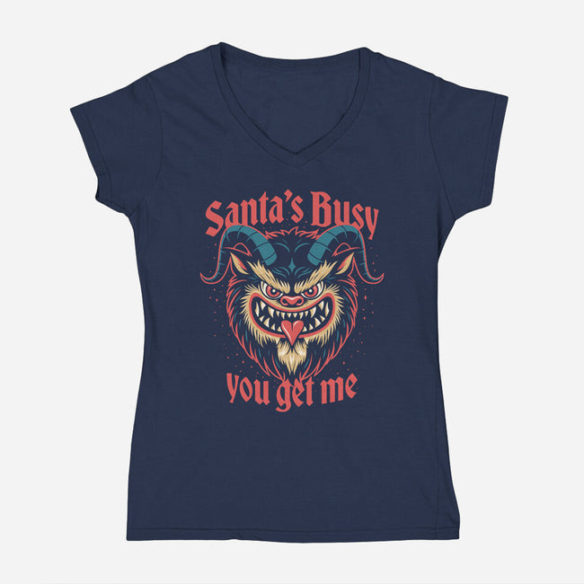 Santa's Busy-Womens-V-Neck-Tee-Popnotic